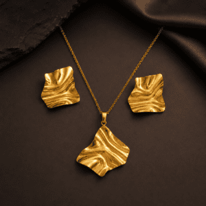 18K Gold Abstract Jewelry Set for Women | Luxury Necklace & Earrings