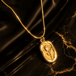 Luxury Gold Tulip Pendant Necklace – Elegant Waterproof Floral Necklace for Women