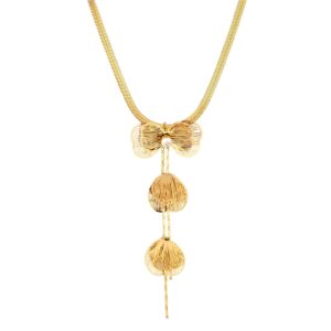 Gold Plated Bow Pendant Necklace with Elegant Drop Design