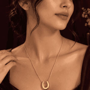 Gold Plated Horseshoe Necklace with 18K Pendant